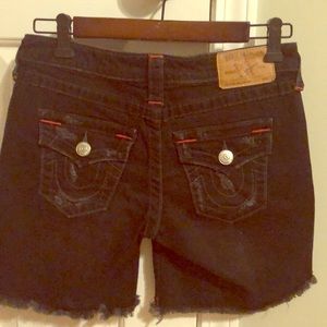 Size 26 Black Distressed lTrue Religion Shorts